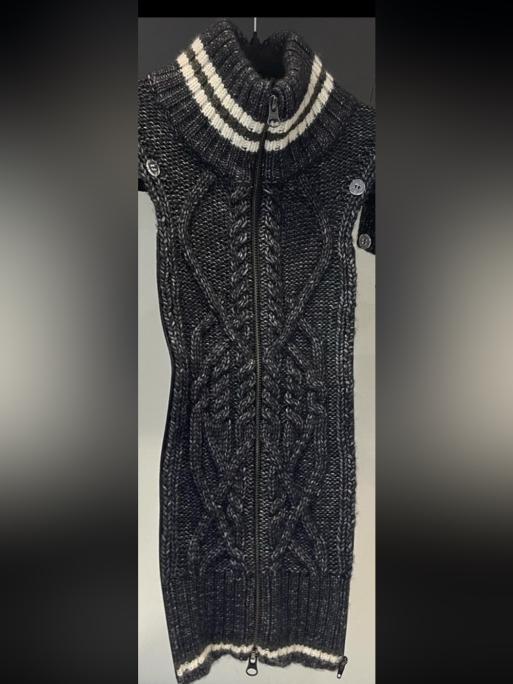 $278 Veronica Beard Cable charcoal black cream varsity Wool Dickey jacket insert